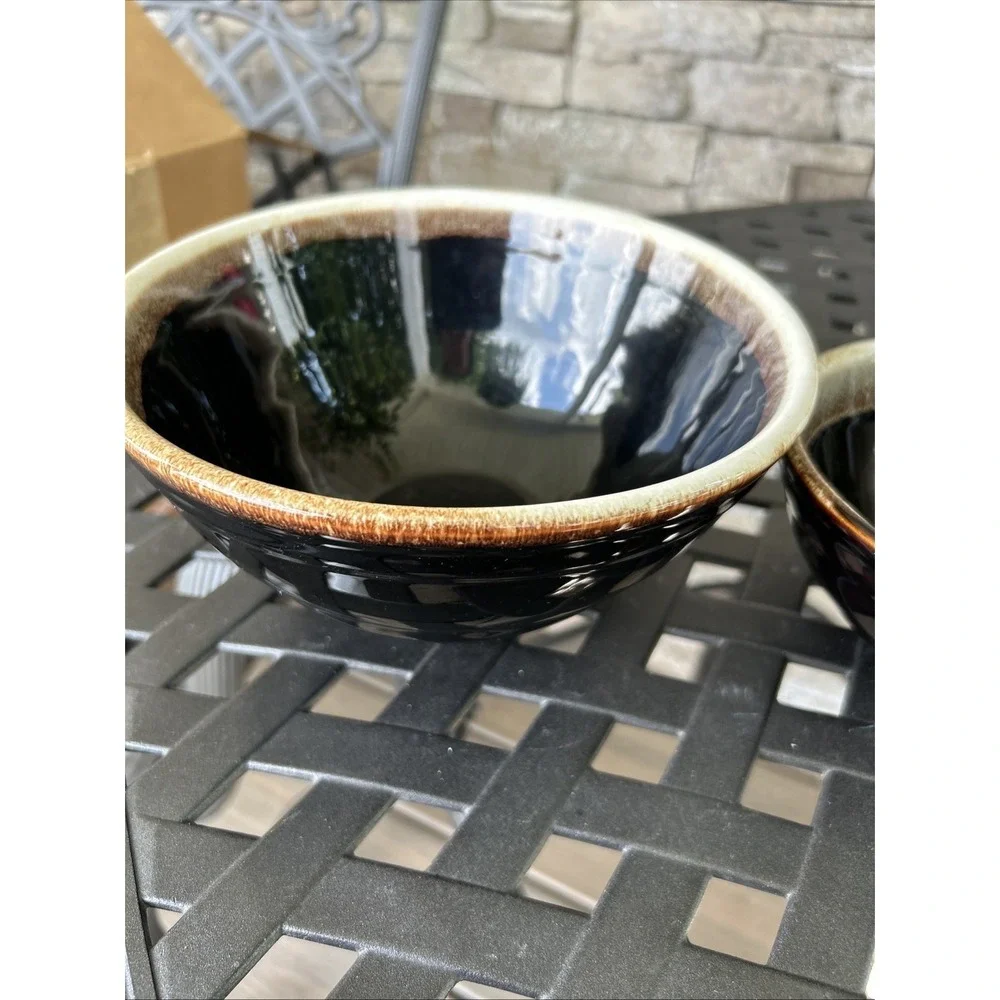 pfaltzgraff 8 Inch 6 Inch‎ Set Brown Drip Bowls Serving Mixing